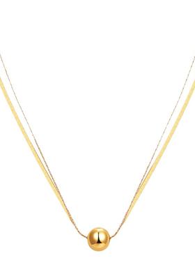 pn设计小众钛钢金色豆豆项链