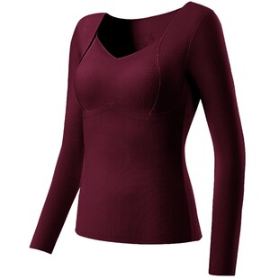 红色本命年带胸垫保暖内衣女结婚新娘属马年安可拉红秋衣秋裤套装