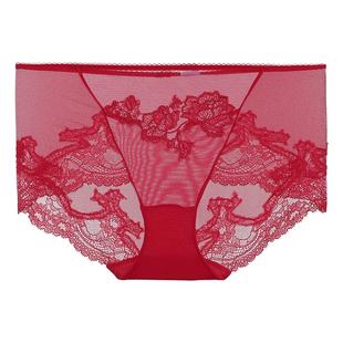 兰卡文挚爱时刻系列中腰平角裤红色内裤轻奢蕾丝性感LC23YR1