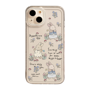 种花兔子手机壳适用苹果16少女iphone15promax小清新14plus可爱13mini好看12新款11夏季x防摔8透明17/xs/7/xr