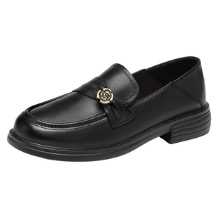 红蜻蜓女鞋春秋鞋子女士厚底休闲皮鞋女款乐福鞋真皮英伦妈妈单鞋