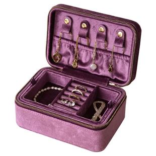 丝绒便携首饰收纳盒2025新款高档精致旅行耳环戒指项链黄金饰品盒