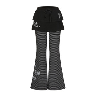 BETWEENAND 春秋亚萌条纹蛋糕裙裤微喇遮肉亚文化长裤休闲裤新款