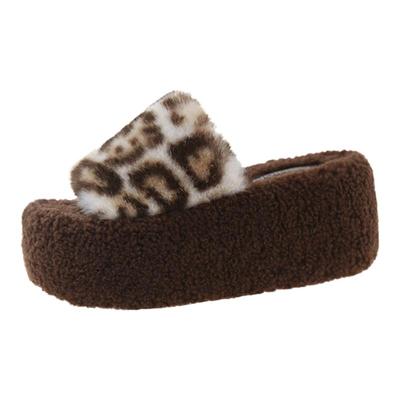 毛毛拖鞋女外穿2025秋冬新款洋气厚底家居毛茸茸一字棉拖加绒鞋子