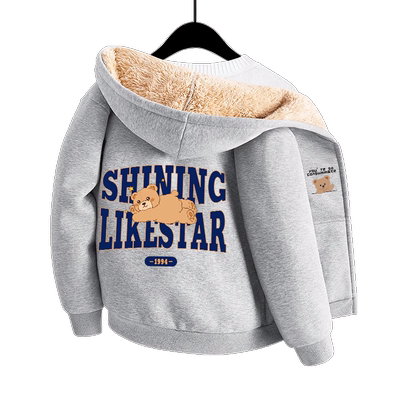 拉夏贝尔男童秋冬连帽羊羔绒外套