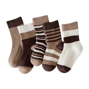 儿童袜子春秋纯棉中筒棉袜男童女童秋季雅丹风女孩宝宝美拉德童袜