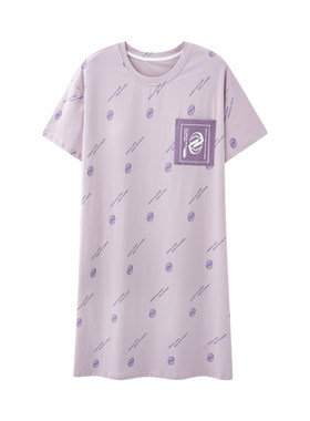纯棉带胸垫短袖睡裙女夏季加大