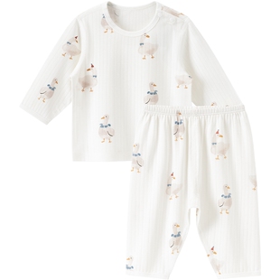 乖奇熊男女宝宝内衣套装家居睡衣服婴儿分体春夏季薄款空调服凉感