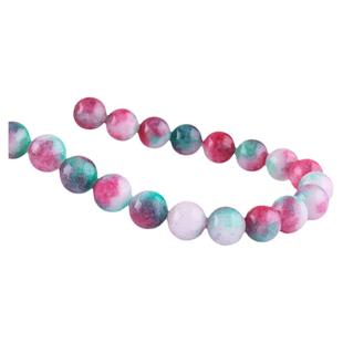 桃花玉圆珠 手工手链饰品配饰原石天然打磨项链diy彩玉散珠配件