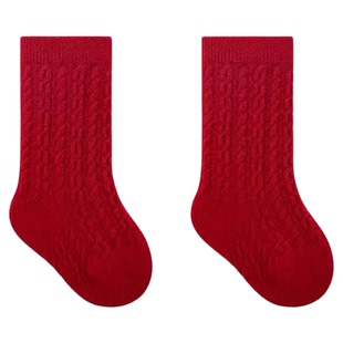 周岁宝宝红色袜子婴儿袜子红色冬季袜儿童男童本命年新年加绒加厚