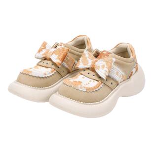 Ouder 乐福鞋女甜美蝴蝶结英伦风休闲鞋夏厚底增高牛毛浅口大头鞋