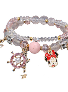 时尚风多元素琉璃珠吊坠水晶手链