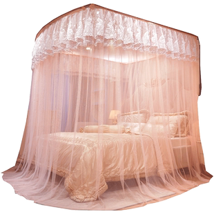 2025新款伸缩蚊帐导轨支架杆家用2024u型落地卧室免安装防摔儿童