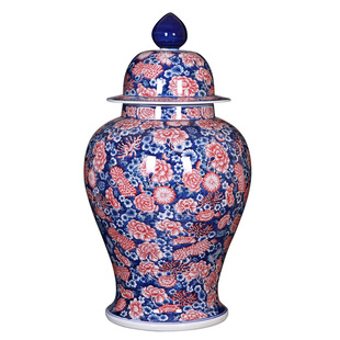 景德镇陶瓷花瓶手绘青花瓷将军罐新中式瓷瓶客厅落地瓷器摆件大号