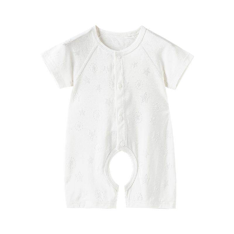 贝肽斯婴儿短袖开档连体衣夏薄款
