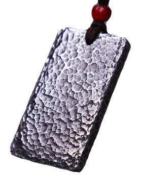 屾造原创足银999手作陨石纹吊坠