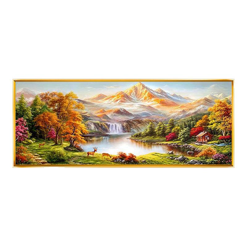 5d日照金山聚宝盆新款贴钻钻石画十字绣钻石绣2026客厅风景山水画