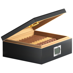 雪茄盒雪茄保湿盒雪松木箱柜乐扣盒便携湿度计加湿器大容量保湿柜