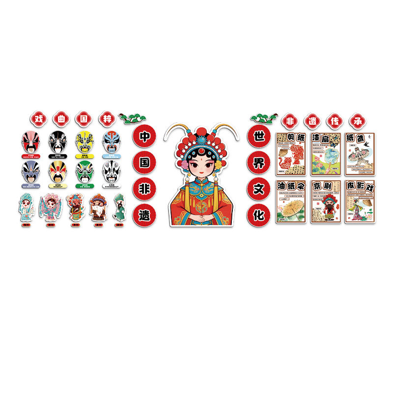 京剧脸谱非遗传统文化墙贴