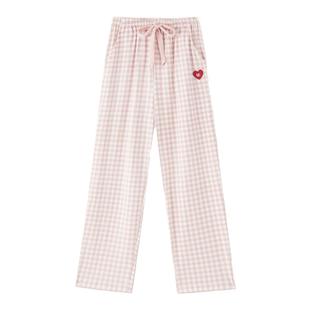纯棉睡裤女长裤冬季女款格子单件睡衣家居裤子遛弯裤居家春秋夏季