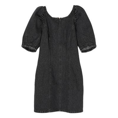 MOUSSY 冬季新品甜美风立体泡泡袖牛仔连衣裙女010GSK11-0210