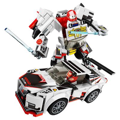 正博变形赛跑车机甲跑车GTR积木