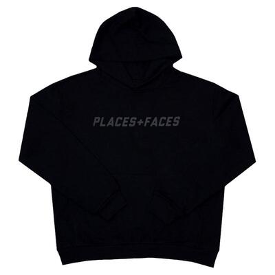 PF黑色反光印花连帽卫衣