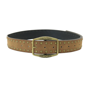 美式复古铆钉棕色腰带女y2k小众千禧配牛仔裤带收腰百搭显瘦皮带