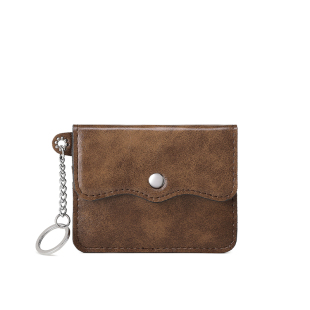 翻盖简约复古卡包女多卡位迷你短款钥匙链学生证件包真皮质感小巧