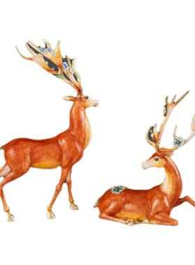 珐琅彩福鹿双全罗比罗丹礼品摆件