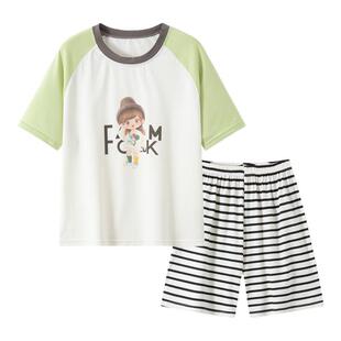 女童新款套头短袖睡衣春夏款儿童韩版宽松中大童可外穿家居服套装