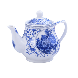 青花陶瓷茶壶家用耐高温凉水壶过滤大容量泡茶壶酒店饭店水壶醋壶