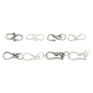 羲室S999纯银扣子  复古做旧龙虾扣S扣问号扣素银DIY编绳串珠配件