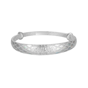 周六福银手镯女999足银活口福字银镯子送女友节日礼物