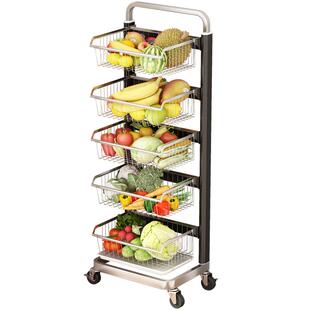 厨房蔬菜置物架收纳筐太空铝落地多层菜篮子水果收纳架多功能加厚
