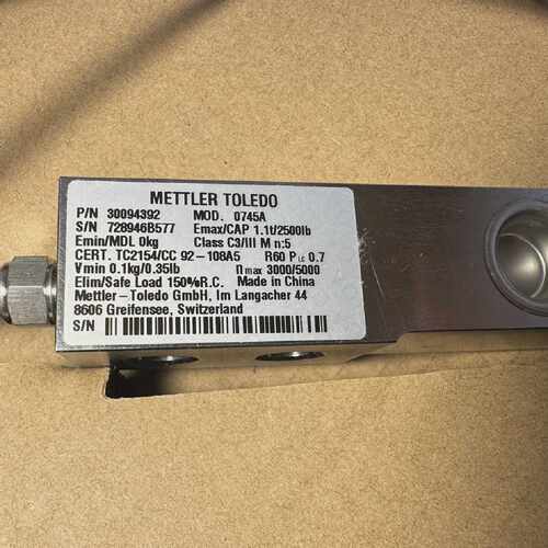 METTLER TOLEDO 0745A LOAD CELL 30094392