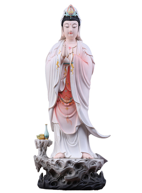 陶瓷合掌观世音菩萨佛像站像摆件