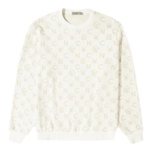 CNC男装奥莱商场同款男士提花满印圆领卫衣春秋新款长袖上衣