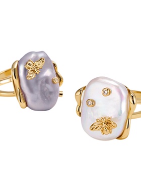 AmberLollipop淡水珍珠戒指