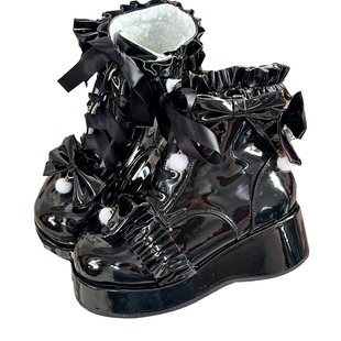 现货仙女教母原创正品洛丽塔厚底圆头Lolita加绒保暖【女短靴】