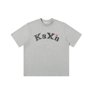 KSXN 波点字母印花圆领短袖夏季宽松休闲韩系百搭情侣半袖上衣