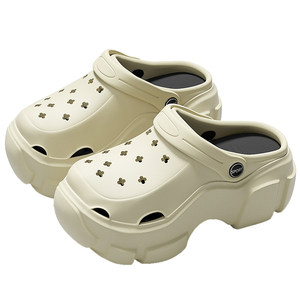 甘舒鞋类旗舰店孕妇洞洞鞋女款2025新款夏季外穿防滑防臭厚底包头凉拖鞋足弓支撑