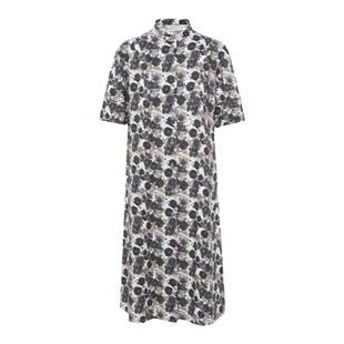 TENGS滕氏女装春夏新款复古印花纯棉衬衫连衣裙小立领休闲百搭