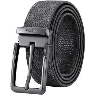 金利来皮带男真皮新款轻奢复古印花针扣腰带青年休闲男士牛仔裤带