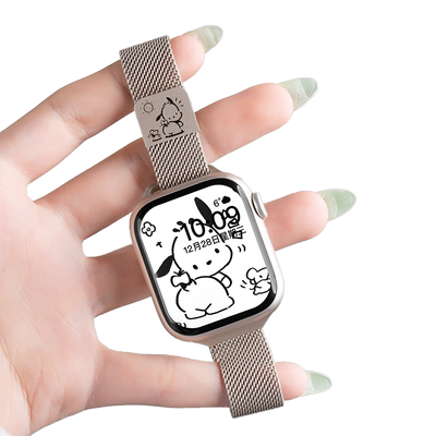 匠戴适用iwatch镭雕米兰金属钢带