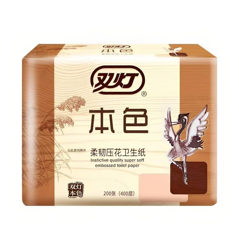 双灯卫生纸400层本色柔韧压花平板纸家用大包草纸厕所专用刀切纸