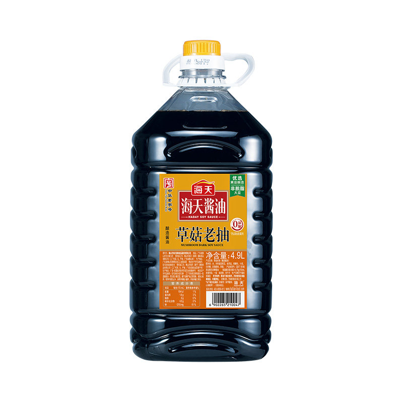 海天草菇老抽4.9L大桶装酱油整箱