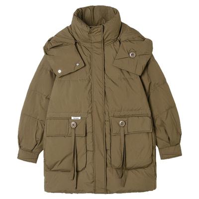 白鸭绒中长款宽松羽绒服