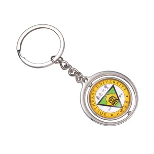 双面旋转亚克力水晶金属滴胶钥匙扣定制 大学校徽创意文创小礼品