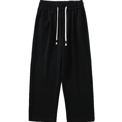 美式重磅灰色卫裤直筒休闲长裤男